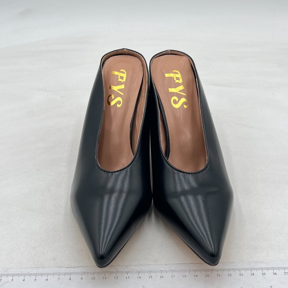 Fys Black Pointed Toe Clogs Butterfly Wedge Heel … - image 3